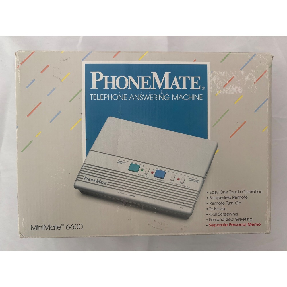 Vintage 1987 PhoneMate MiniMate 6600 Telephone Answering Machine Retro Gray Box